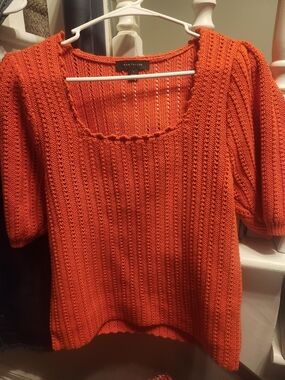 Ann Taylor Bright Red Scoop-Neck Knit Top
